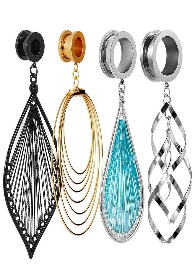 TBOSEN 8 PCS Stainless Steel Screw Ear Gauges Large Dangle Plugs Tunnels Expander Body Piercing Jewelry Set - Image 1